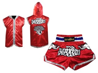 Set de boxeo - Sudaderas con capucha y pantalonespara boxeo Muay Thai : 125 Rojo