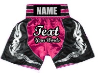 Pantalones de Boxeo Personalizados  : KNBSH-024-rosa oscuro-Negro