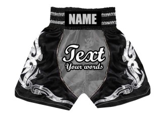 Calzoncillos de boxeo personalizados : KNBSH-024-Plata-Negro