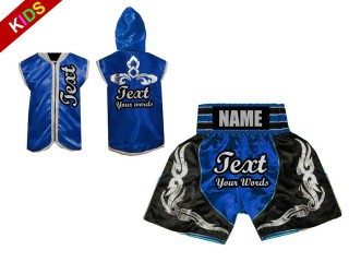 Chaqueta de ring y Pantalon de boxeo personalizados para niños : Azul