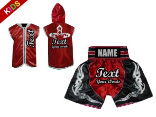 Chaqueta de ring y Pantalon de boxeo personalizados para niños : Rojo