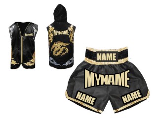 Chaqueta de ring y Pantalon de boxeo personalizados : Negro