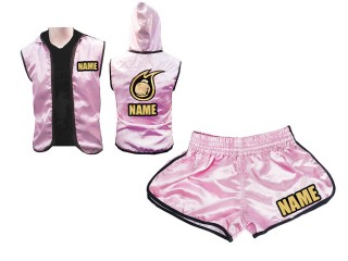 Chaqueta con capucha y pantalones de boxeo personalizados para mujer : Rosa