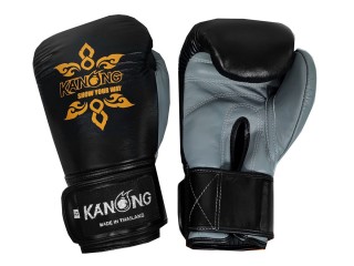 Guantes de boxeo Kanong de piel auténtica : Negro y Gris