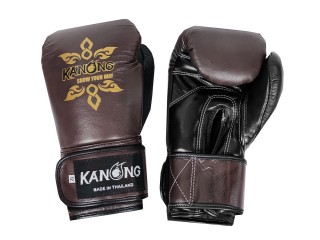 Guantes de boxeo Kanong de piel auténtica : Marrón y Negro