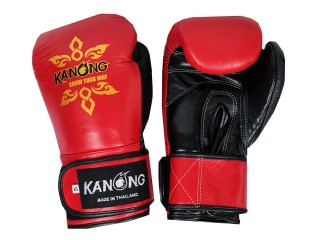 Guantes de boxeo Kanong de piel auténtica : Rojo y Negro