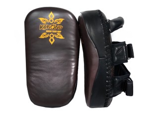 Almohadillas para patadas tailandesas (cuero auténtico) : Marrón y Negro