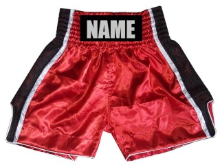 Pantalones de boxeo para niños personalizados : KNBSH-027-Rojo