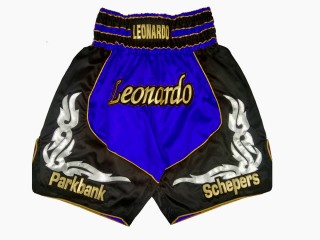 Pantalones de boxeo personalizados para hombre : KNBXCUST-2035-Azul-Negro