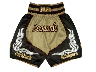 Pantalones de boxeo personalizados para hombre : KNBXCUST-2035-Oro-Negro