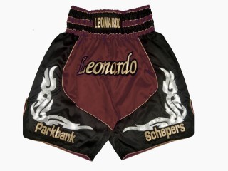Pantalones de boxeo personalizados para hombre  : KNBXCUST-2035-Granate-Negro