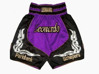 Calzoncillos de boxeo personalizados : KNBXCUST-2035-Púrpura-Negro