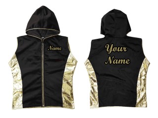 Chaqueta con capucha de boxeo personalizada: Negro y Oro