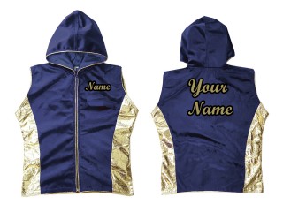 Chaqueta con capucha de boxeo personalizada : Azul marino y Oro