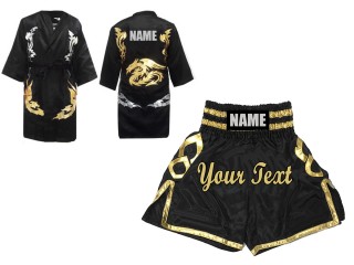 Pantalones y Bata de boxeo personalizados : Negro/Oro