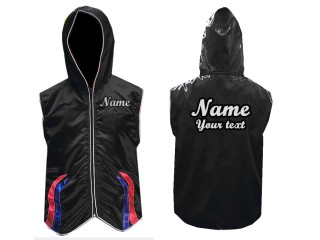 Chaqueta personalizada con capucha de boxeo : Negro con rayas