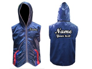 Chaqueta personalizada con capucha de boxeo : Azul marino con rayas